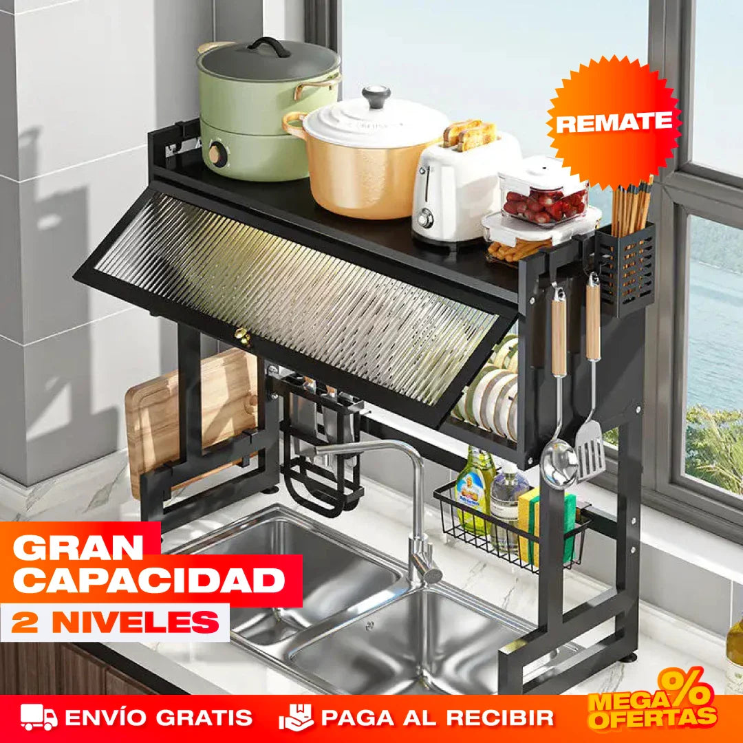 DryBox™ -  ORGANIZADOR ESCURRIDOR DE PLATOS GRANDE 2 NIVELES