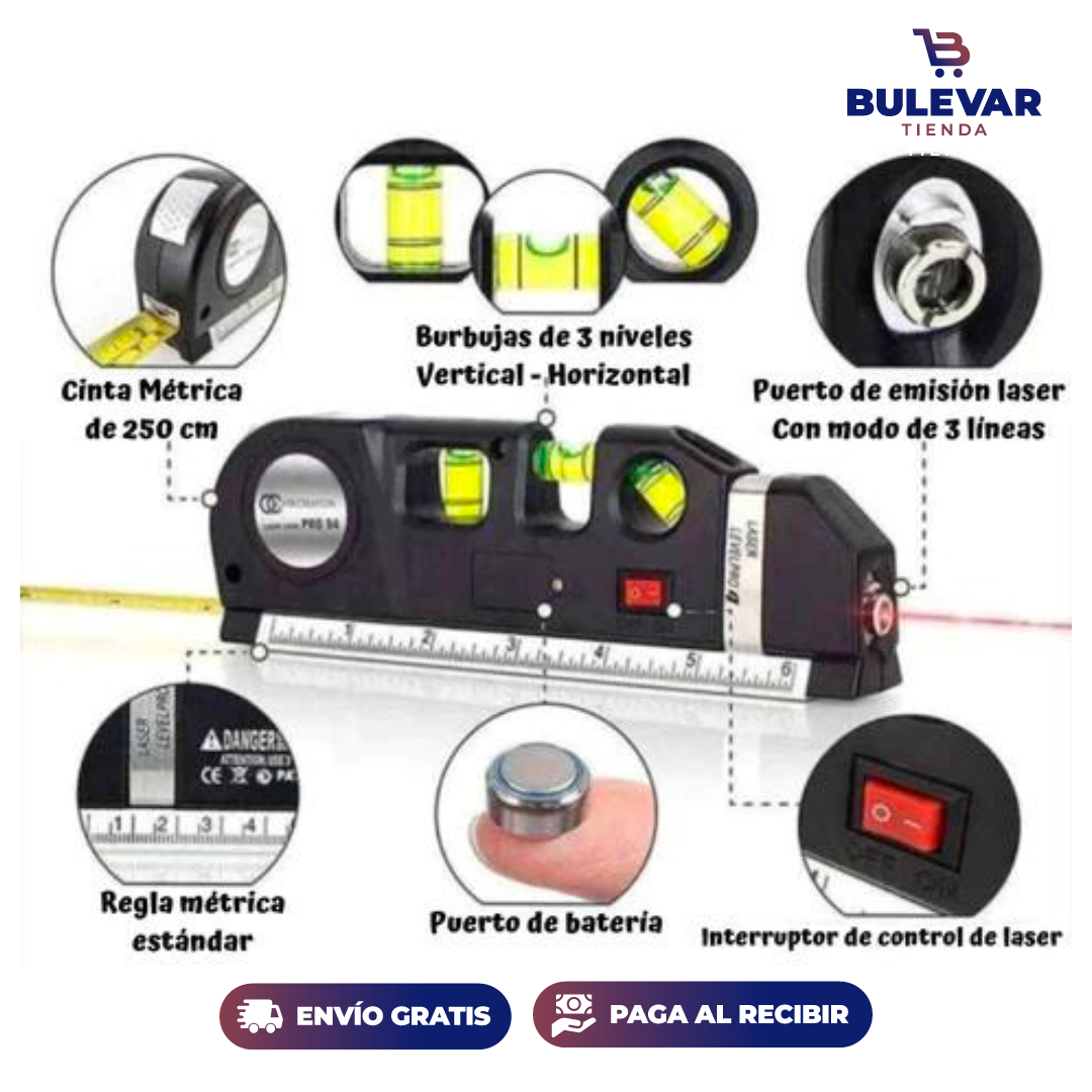 METRO CON NIVEL LASER 4 EN 1 👷♂️