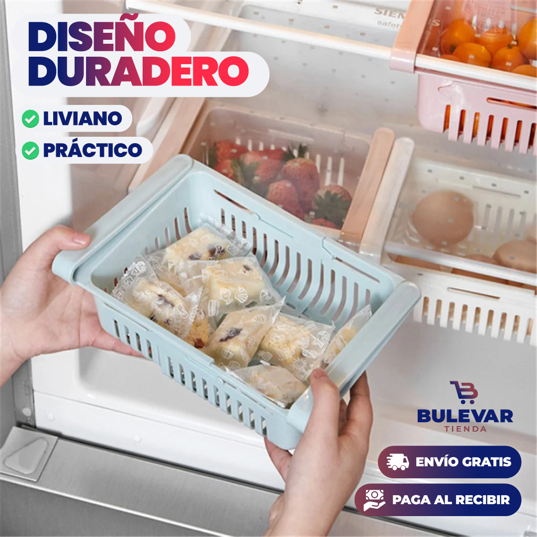 PROMO X3 CAJA ORGANIZADORA RETRÁCTIL PARA NEVERA