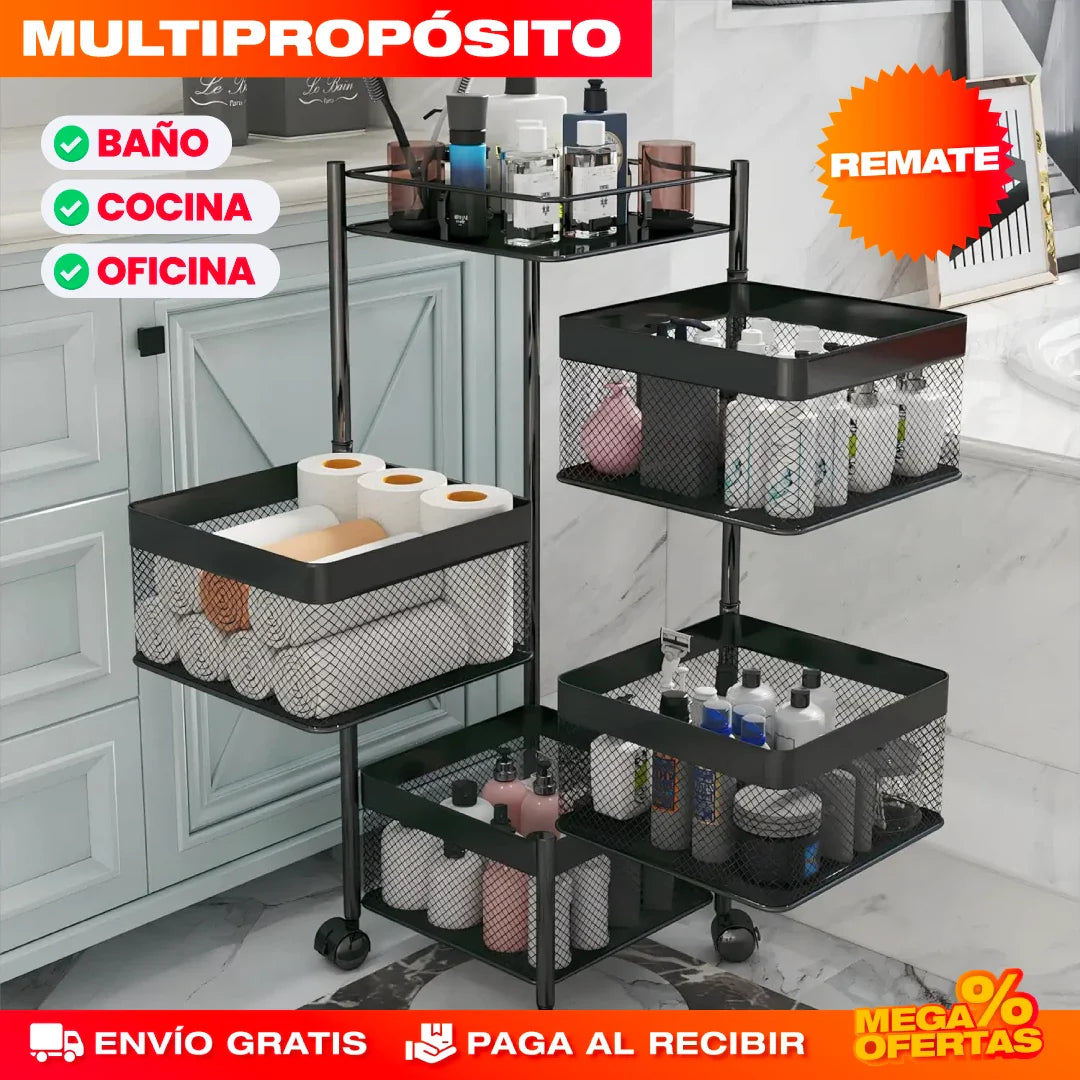 ESTANTERÍA GIRATORIA EXTRAÍBLE MULTIPROPÓSITO - CARRITO MÓVIL