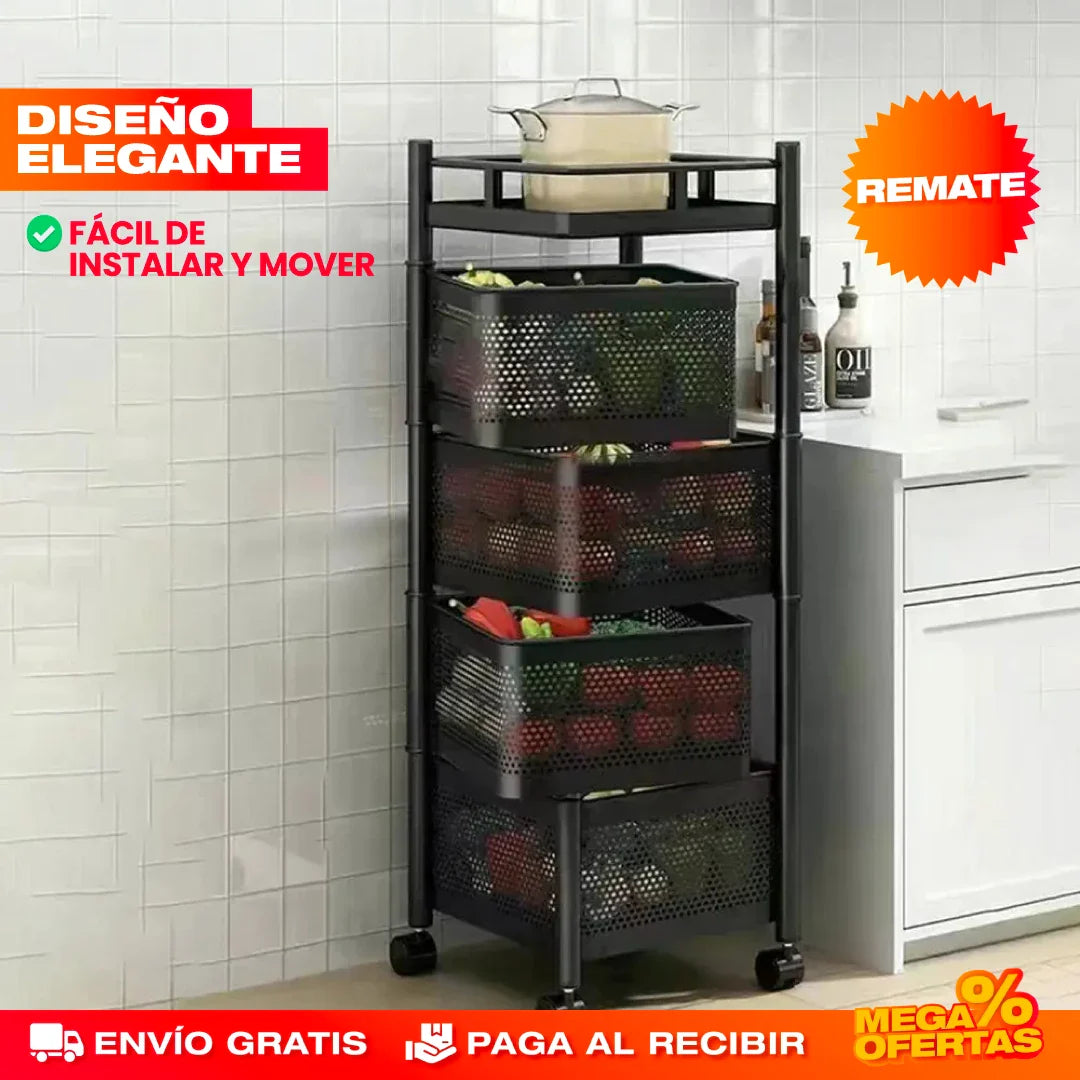 ESTANTERÍA GIRATORIA EXTRAÍBLE MULTIPROPÓSITO - CARRITO MÓVIL