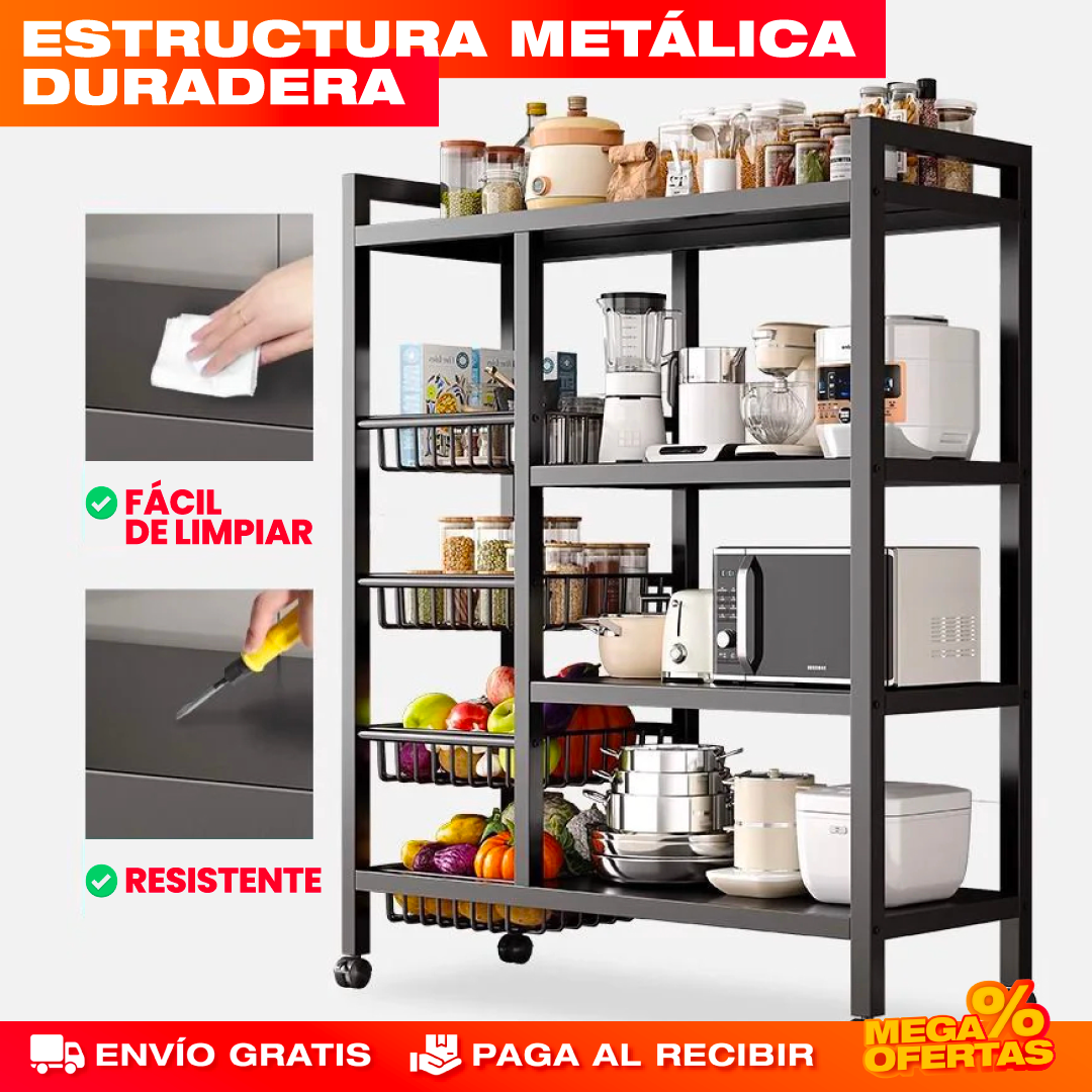ESTANTE ORGANIZADOR METÁLICO CON RUEDAS