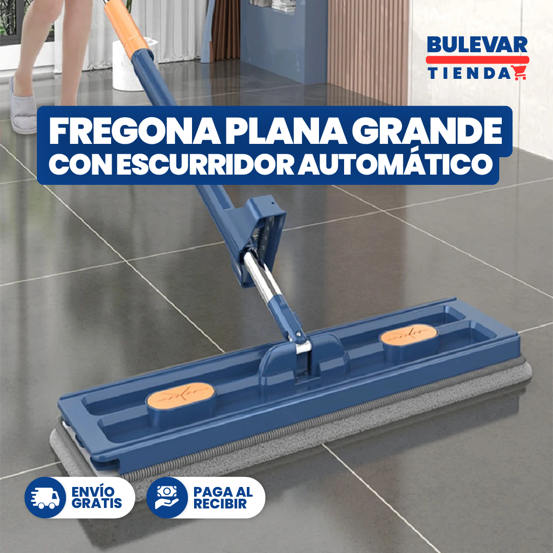 FREGONA, TRAPEADORA PLANA GRANDE CON ESCURRIDO AUTOMÁTICO