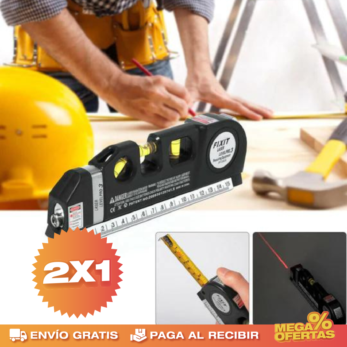 PROMO 2X1 METRO CON NIVEL LASER 4 EN 1 👷♂️