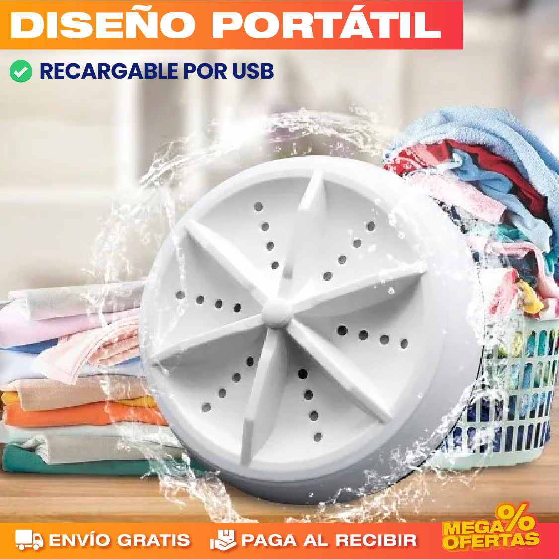 PROMO 2X1 MINI LAVADORA PORTÁTIL (ULTRA - RÁPIDA)