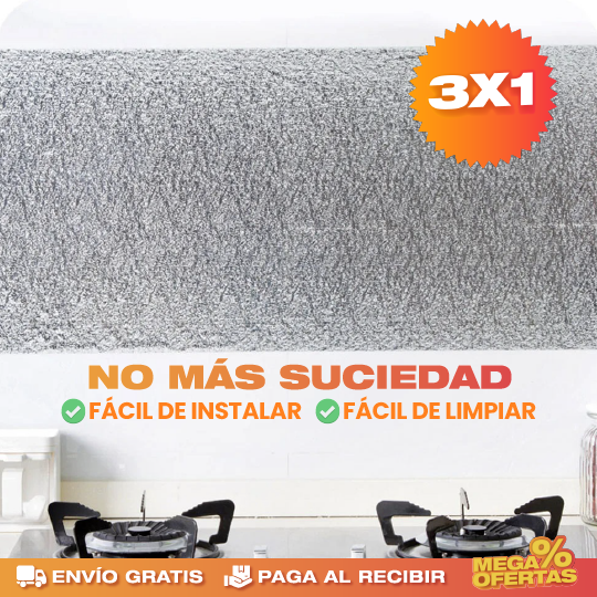 PROMO 3X1 PAPEL ALUMINIO ADHESIVO DE COCINA