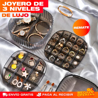 JOYERO ORGANIZADOR DE 3 NIVELES DE LUJO