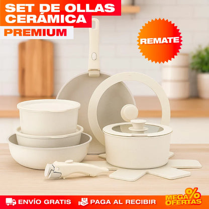SET DE OLLAS DE CERÁMICA PREMIUM - 17 PIEZAS