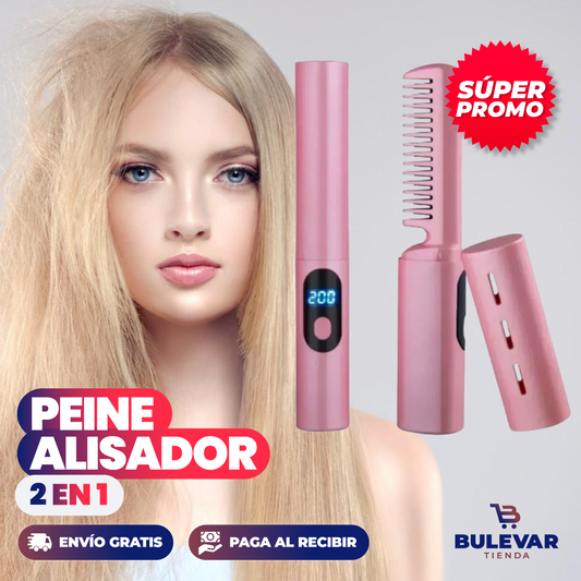 PEINE ALISADOR 3D 2 EN 1 + RECARGABLE Y PORTÁTIL