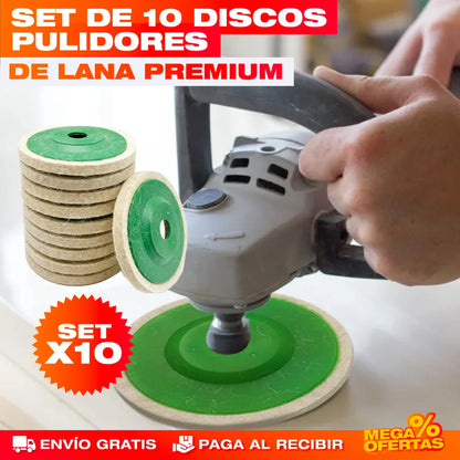 SET DE 10 DISCOS PULIDORES DE LANA