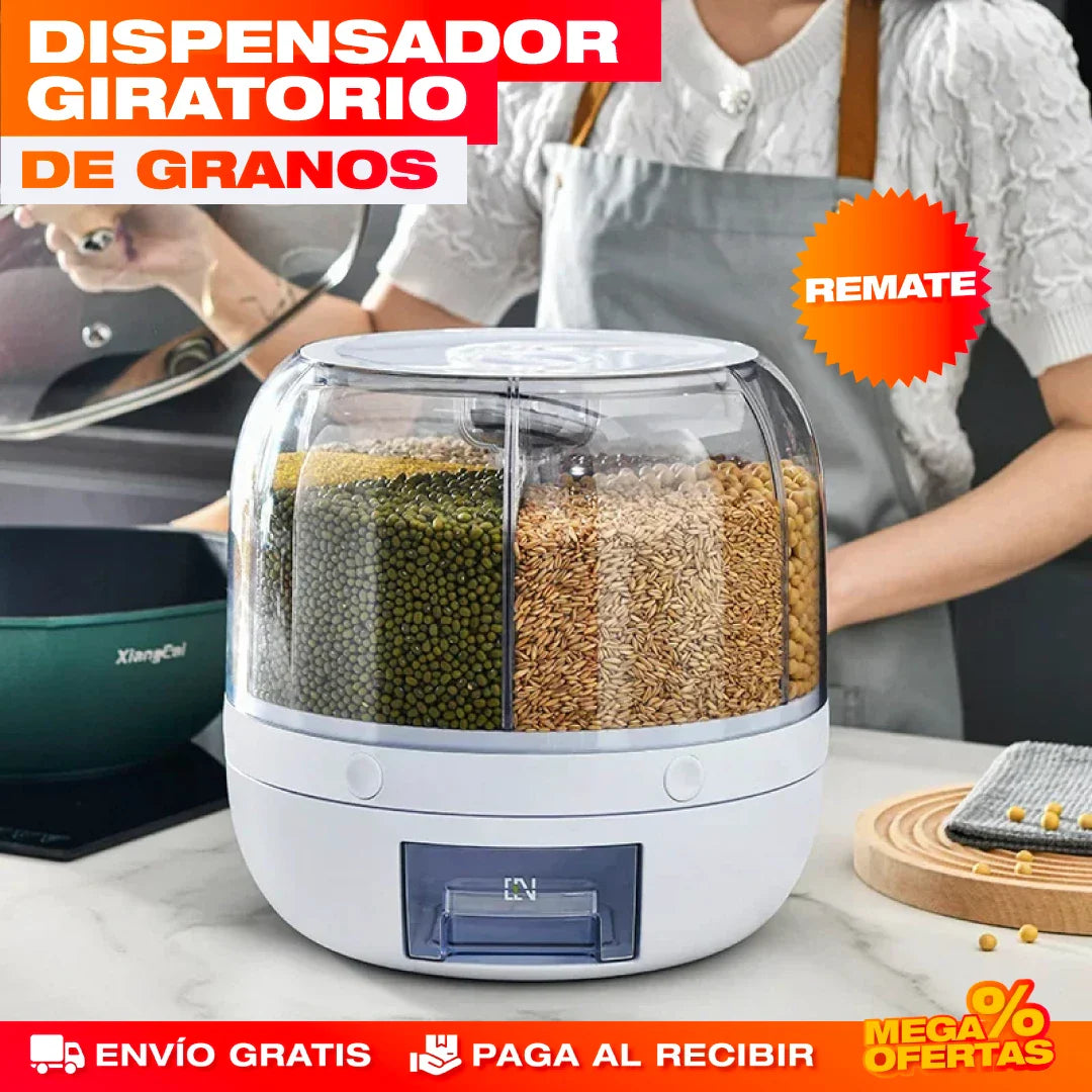 DISPENSADOR ORGANIZADOR GIRATORIO DE GRANOS Y ARROZ