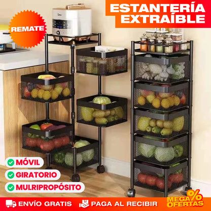 ESTANTERÍA GIRATORIA EXTRAÍBLE MULTIPROPÓSITO - CARRITO MÓVIL