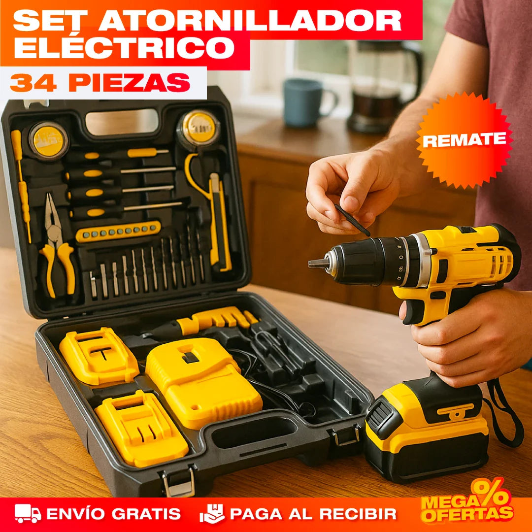 SET ATORNILLADOR ELÉCTRICO 34 PIEZAS