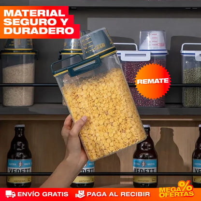 RECIPIENTE HERMÉTICO CON TAPA MEDIDORA
