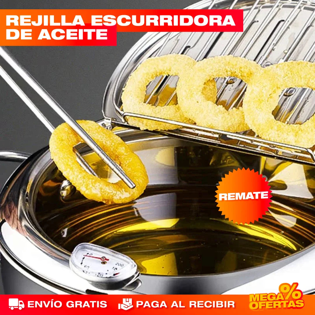 OLLA FREIDORA CON TERMÓMETRO ACERO INOX.