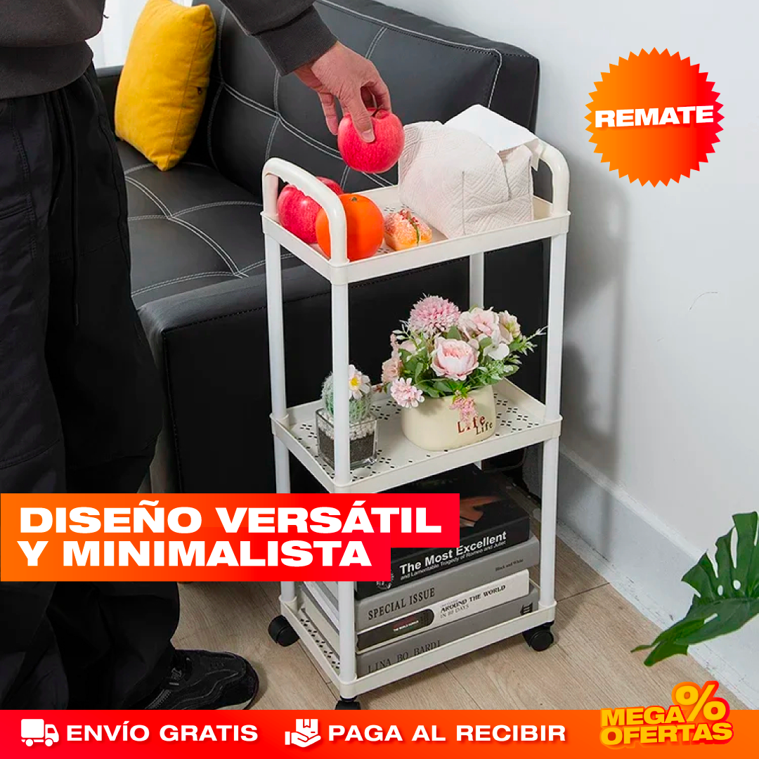 ESTANTE ORGANIZADOR DE 4 NIVELES CON RUEDAS