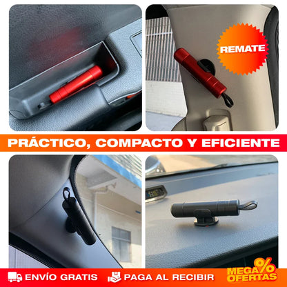 HERRAMIENTA MINI MARTILLO DE SEGURIDAD ROMPEVIDRIOS 2 EN 1