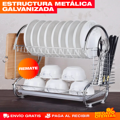 ESCURRIDOR DE PLATOS METÁLICO DE 2 NIVELES