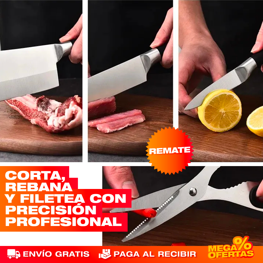 SET CUCHILLOS DE COCINA DE ACERO INOXIDABLE