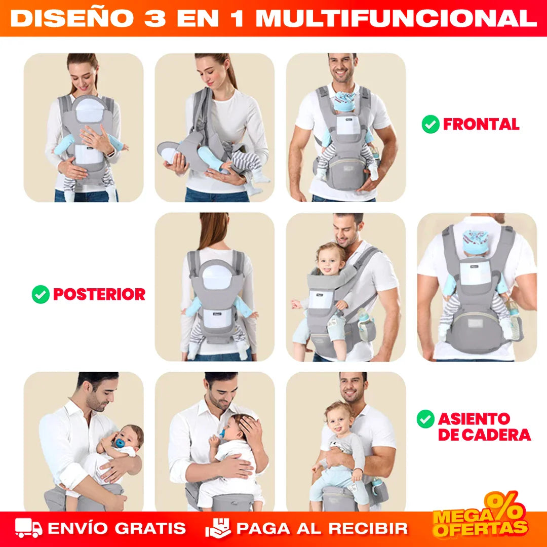 PORTABEBÉS CARGADOR CANGURO ERGONÓMICO