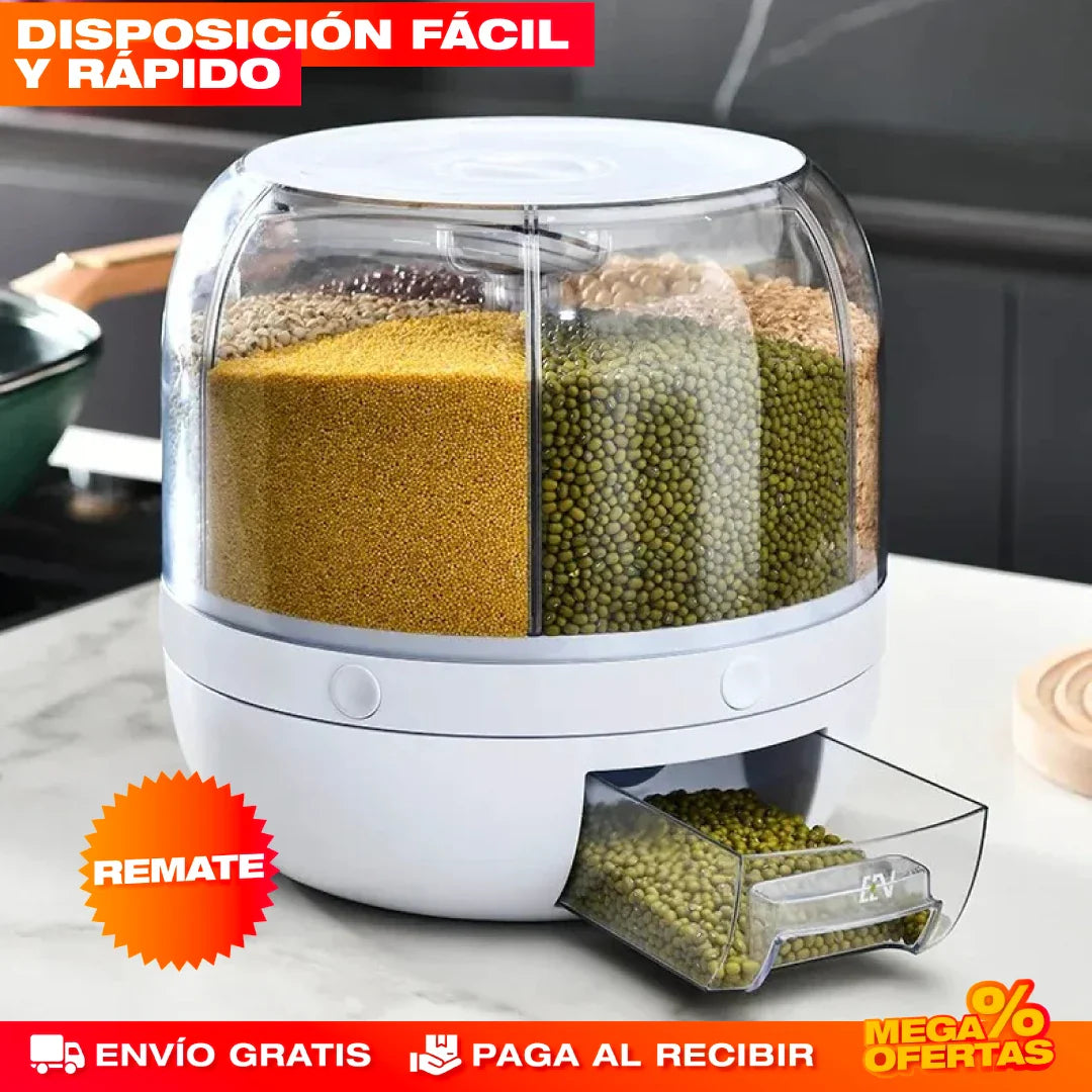 DISPENSADOR ORGANIZADOR GIRATORIO DE GRANOS Y ARROZ