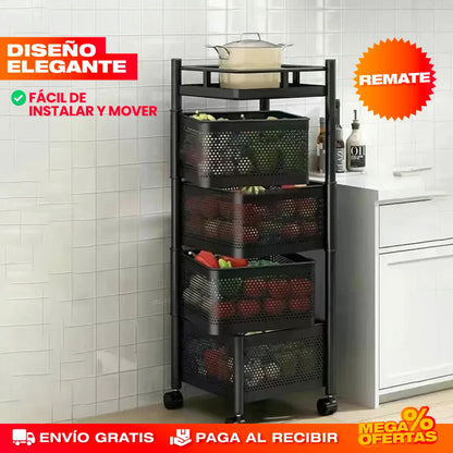 ESTANTERÍA GIRATORIA EXTRAÍBLE MULTIPROPÓSITO - CARRITO MÓVIL