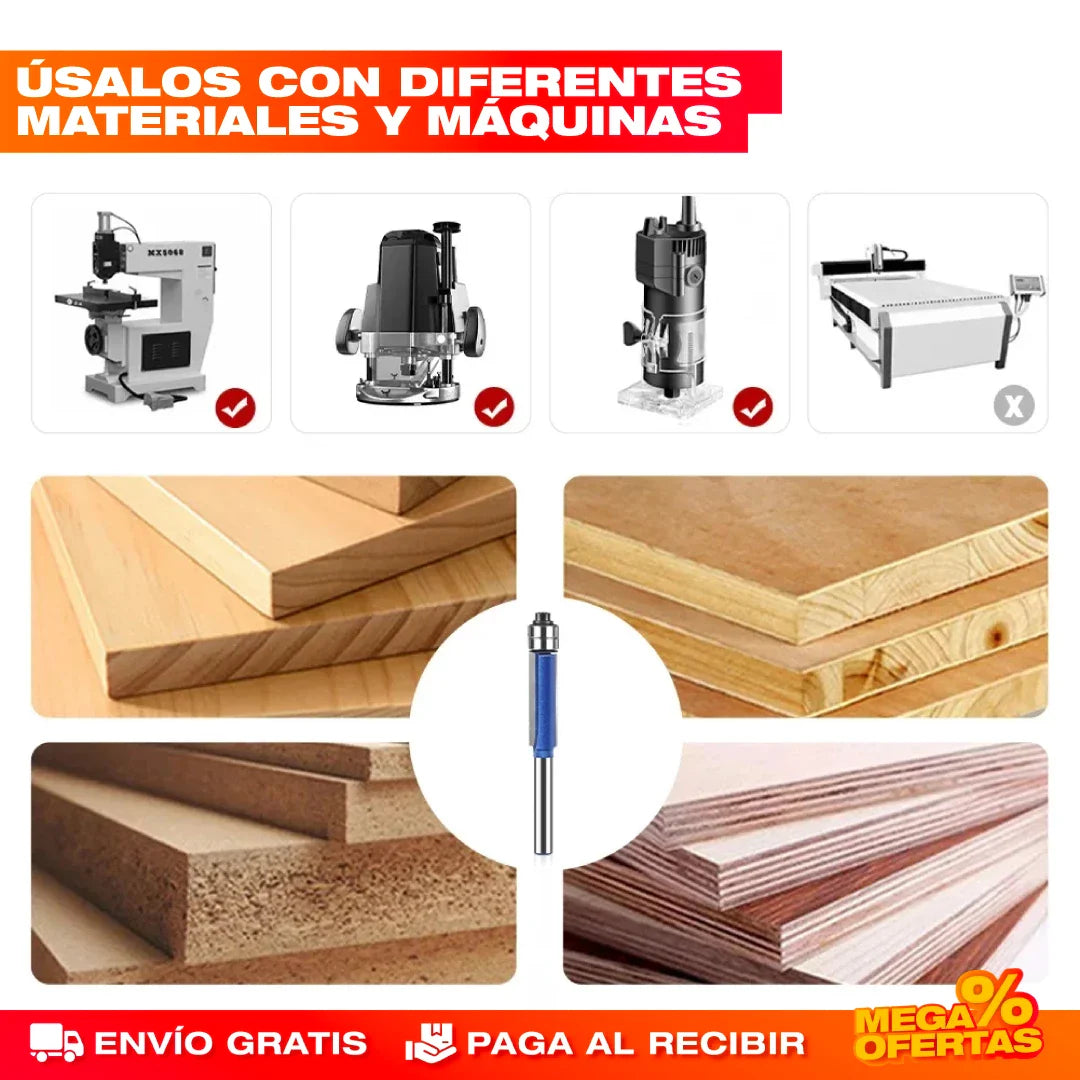 ProCorte 360™ - COMBO PLANTILLAS DE CORTE PARA ESQUINAS + BROCAS DE ENRUTADOR DE PRECISIÓN