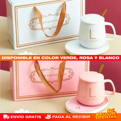 SET TAZA + CALENTADOR DE LUJO
