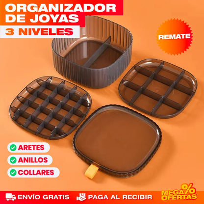 JOYERO ORGANIZADOR DE 3 NIVELES DE LUJO