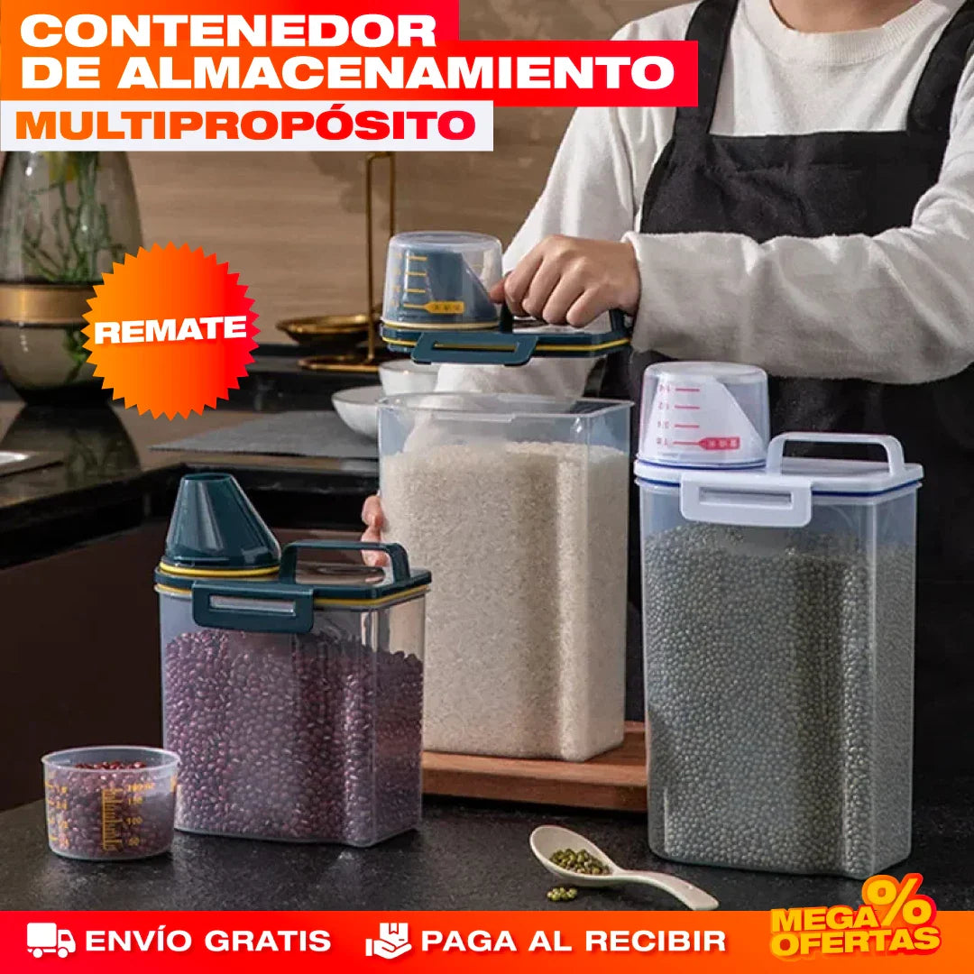 RECIPIENTE HERMÉTICO CON TAPA MEDIDORA