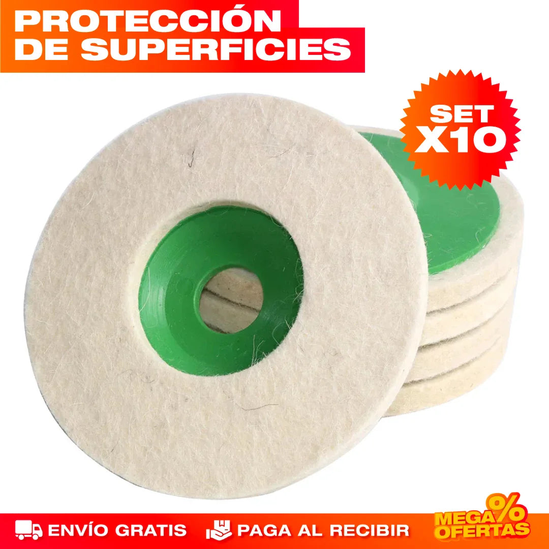 SET DE 10 DISCOS PULIDORES DE LANA