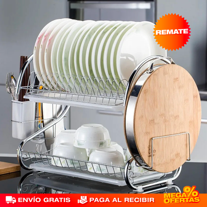 ESCURRIDOR DE PLATOS METÁLICO DE 2 NIVELES