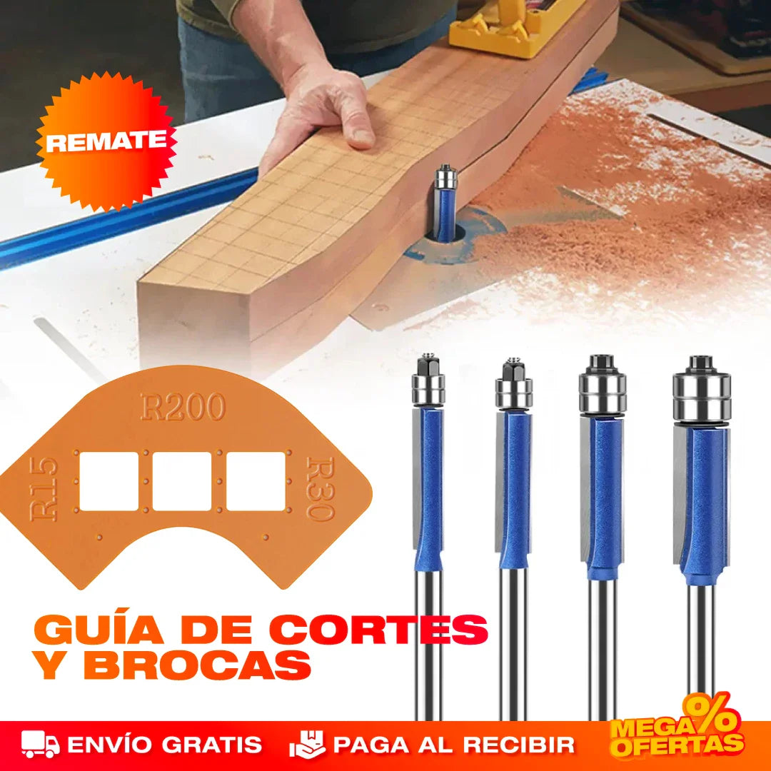 ProCorte 360™ - COMBO PLANTILLAS DE CORTE PARA ESQUINAS + BROCAS DE ENRUTADOR DE PRECISIÓN