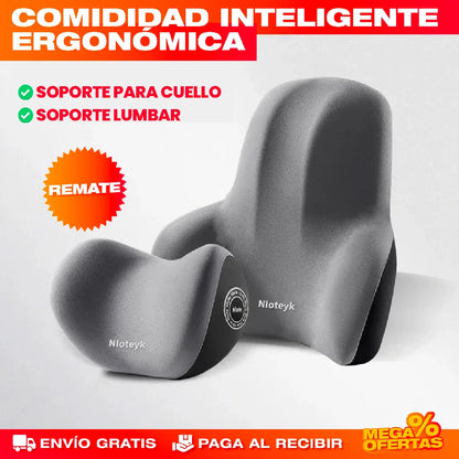 KIT COJÍN CUELLO Y SOPORTE LUMBAR VISCOELÁSTICO