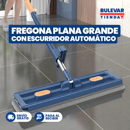 FREGONA, TRAPEADORA PLANA GRANDE CON ESCURRIDO AUTOMÁTICO