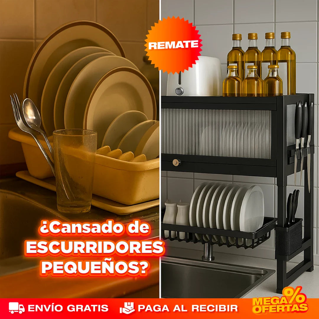 DryBox™ -  ORGANIZADOR ESCURRIDOR DE PLATOS GRANDE 2 NIVELES