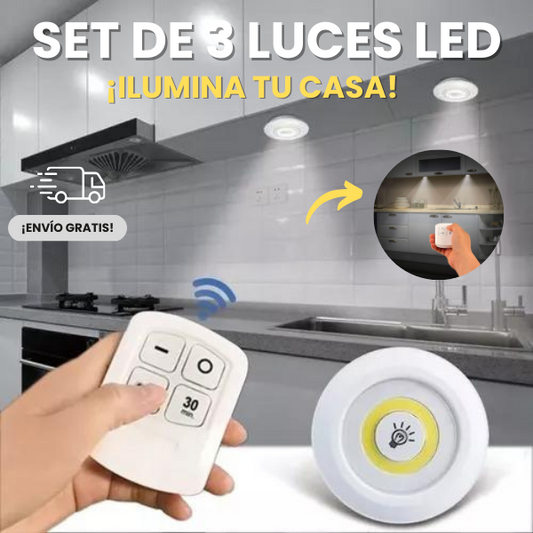 LUCES LED INALAMBRICAS X3, SIN INSTALACIÓN, MANDO A DISTANCIA