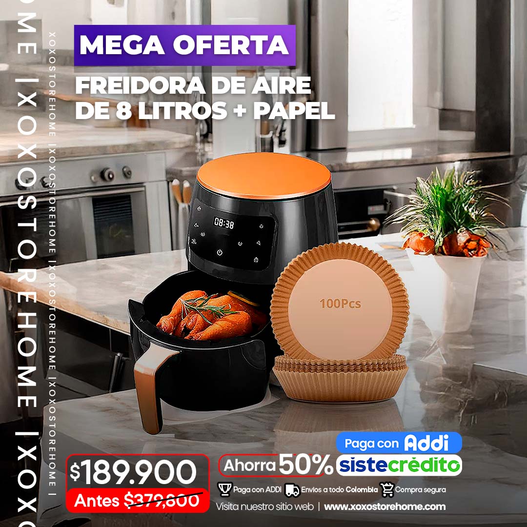 Freidora XOXO STORE  8 litros + 100 papel de freidora