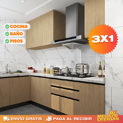 PROMO 3X1 LÁMINAS PVC MÁRMOL ADHESIVAS