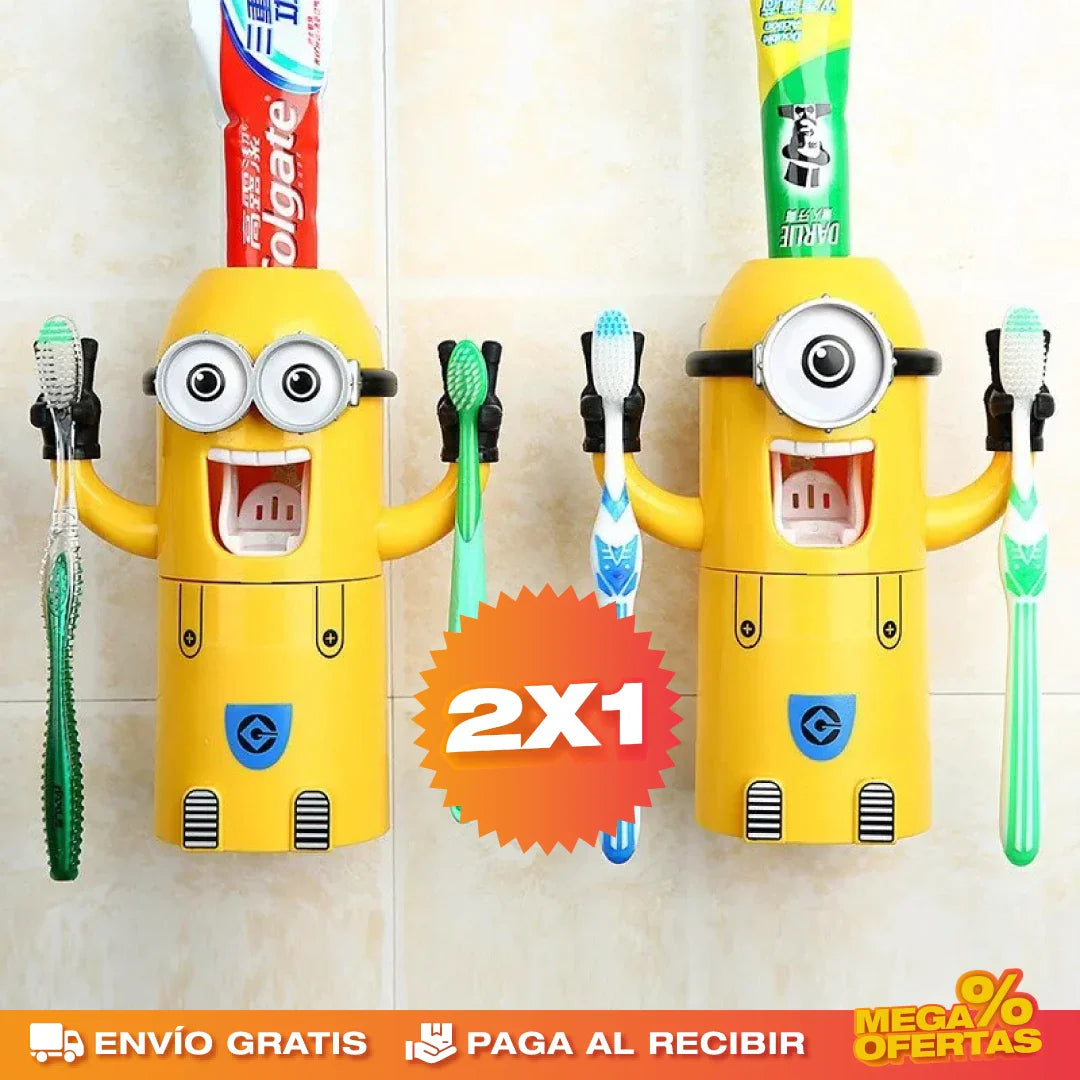 PROMO 2X1 SOPORTE DE CEPILLO DE DIENTES PARA NIÑOS DISEÑO DE MINIONS