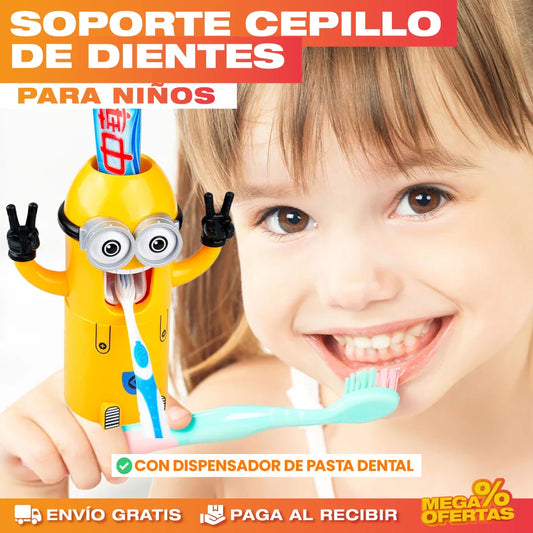 PROMO 2X1 SOPORTE DE CEPILLO DE DIENTES PARA NIÑOS DISEÑO DE MINIONS
