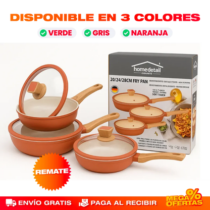 SET DE SARTENES DE GRANITO PREMIUM - 6 PIEZAS