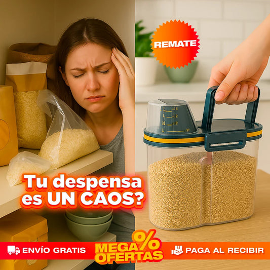 RECIPIENTE HERMÉTICO CON TAPA MEDIDORA